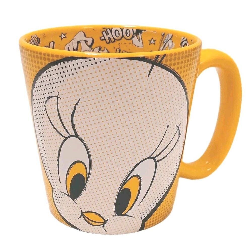 Six Flags Magic Mountain Looney Tunes Tweety Bird YELLOW Ceramic Wide Mug Cup‎